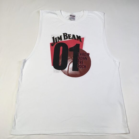 Vintage 2001 XL Jim Beam Throw Down the Rock Promo Sleeveless Basketball Tee - Picture 1 of 8